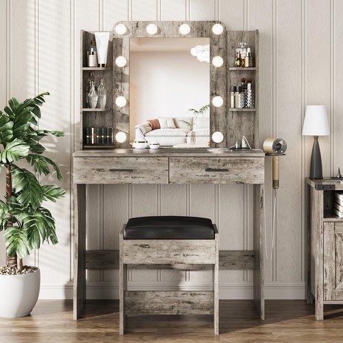Vanity desk mirror - desk, lights