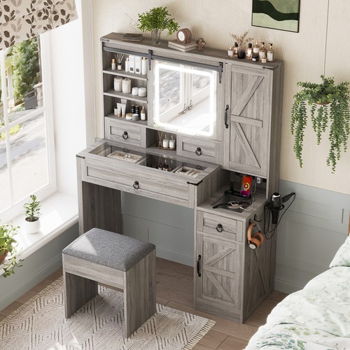 Vanity desk with sliding - with,