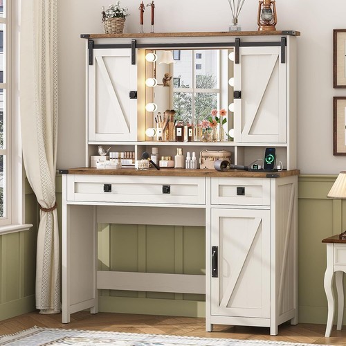 Farmhouse vanity desk with - vanity,