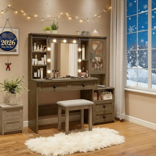 Farmhouse vanity desk sliding - vanity,