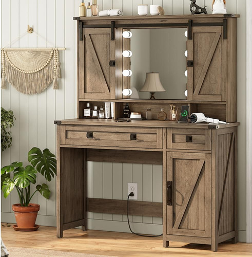 Farmhouse makeup vanity with - makeup,