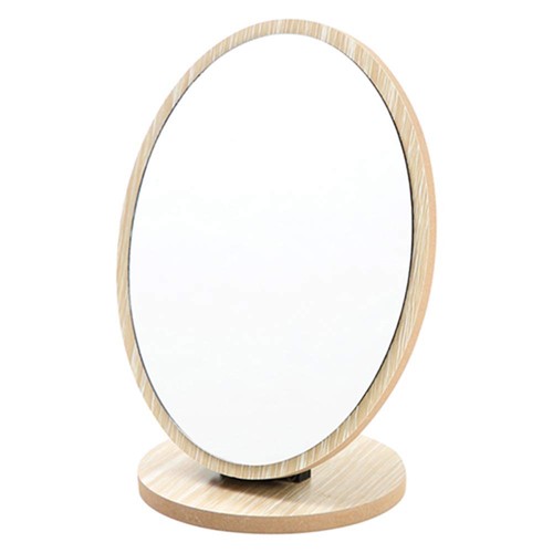Oval compact table mirror wood - compact,