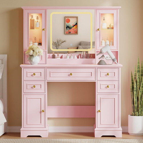 Farmhouse makeup vanity with - makeup,