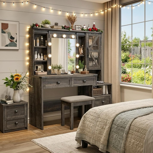 Farmhouse vanity with mirror - with,