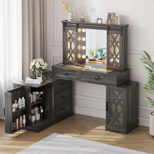 Farmhouse large makeup vanity - makeup,